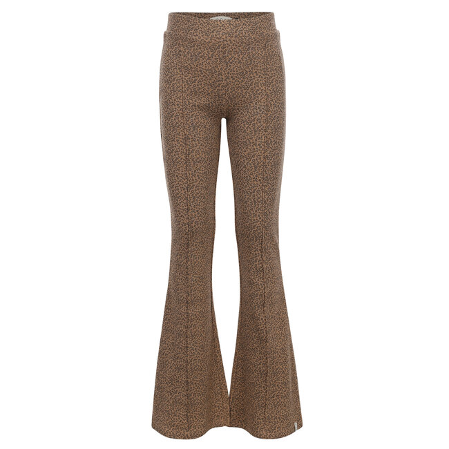 Rib flaire pants mini leopard