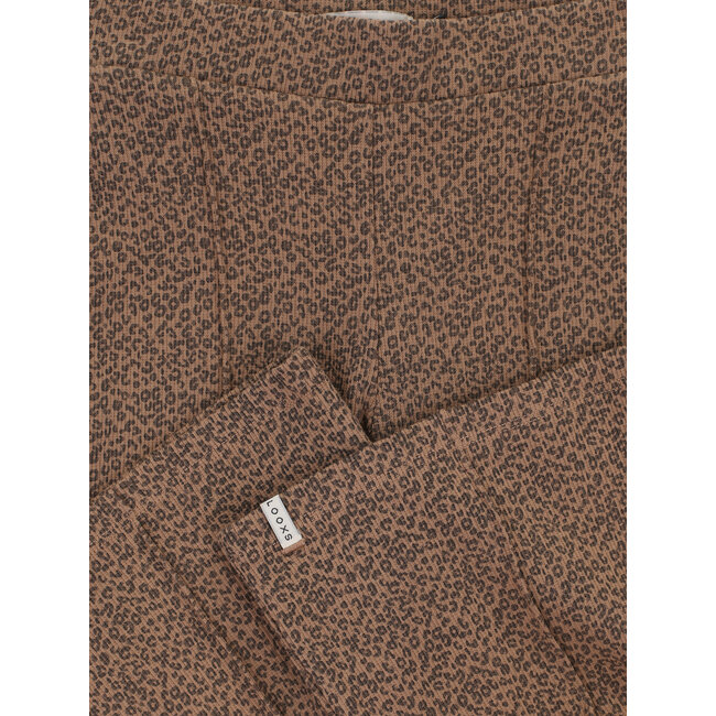 Rib flaire pants mini leopard