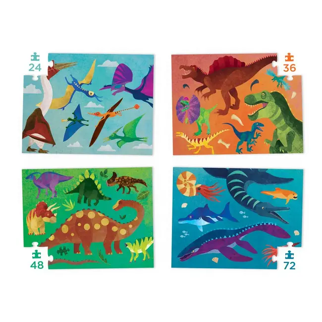 4 puzzel set - Dinosaurussen