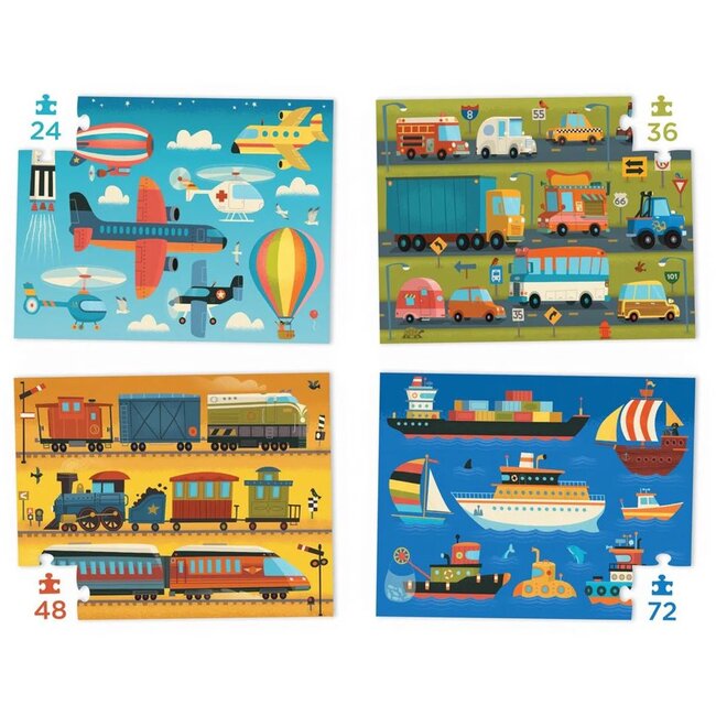 4 puzzel set - Voertuigen