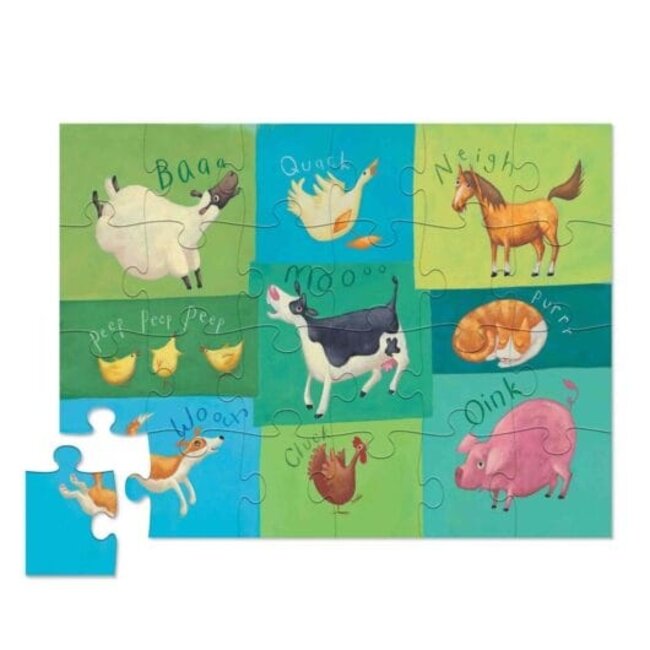 Vloerpuzzel  - 24 stuks - Boerderijgeluiden