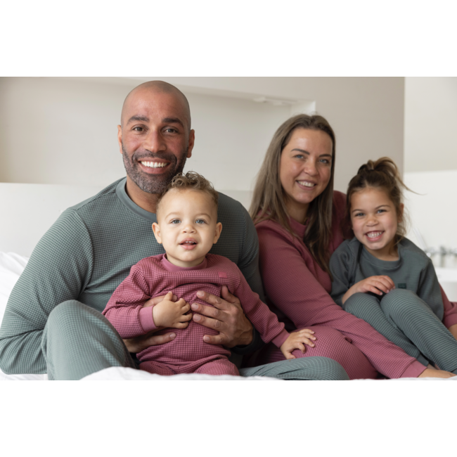 Pyjama volwassenen Family Edition zeegroen