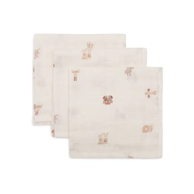 Jollein Hydrofiel monddoekjes 30x30 cm 3 pack Animal friends