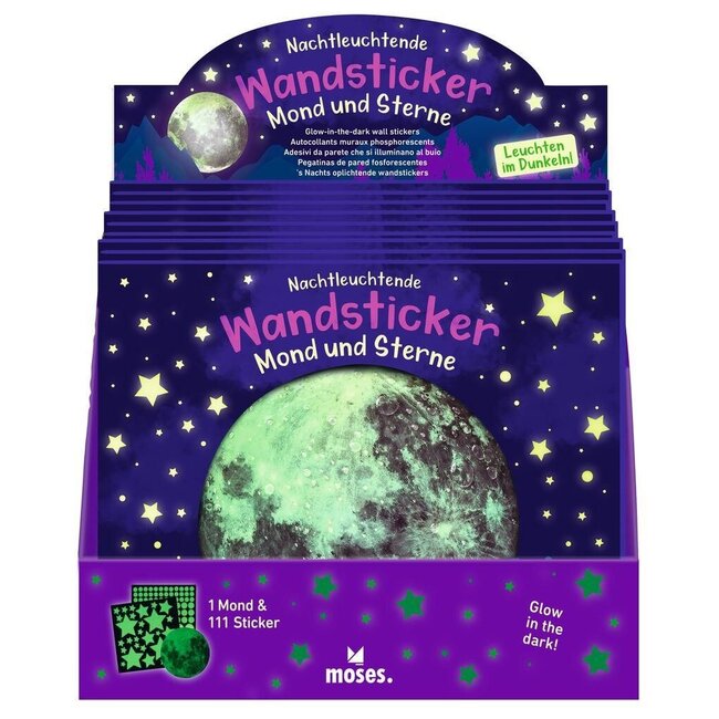 Maan en sterren glow in the dark set 111 stickers