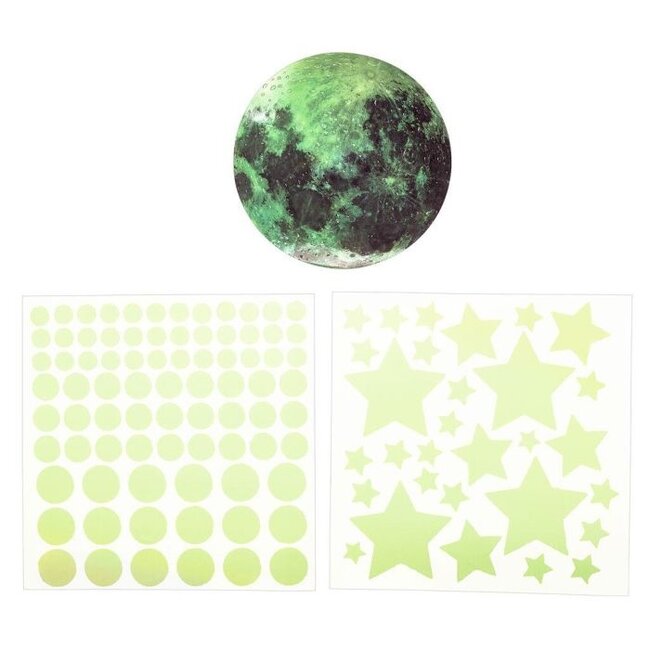 Maan en sterren glow in the dark set 111 stickers