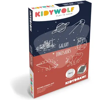 KidyWolf Kidywolf extra set tekenkaarten Dino's en Sterrenstelsel