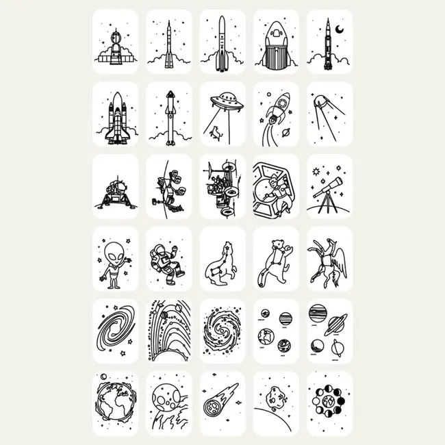 Kidywolf extra set tekenkaarten Dino's en Sterrenstelsel