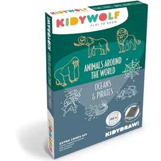 KidyWolf Kidywolf extra set tekenkaarten Dieren over de hele wereld en Oceanen en piraten