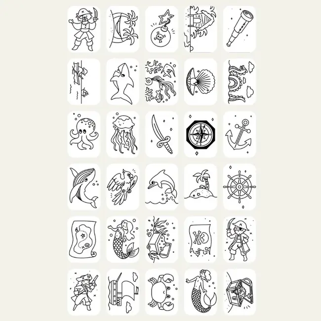 Kidywolf extra set tekenkaarten Dieren over de hele wereld en Oceanen en piraten