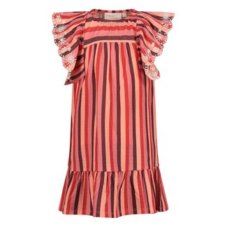 Jubel Jubel jurk streep seersucker - Salsa Sunset zalm