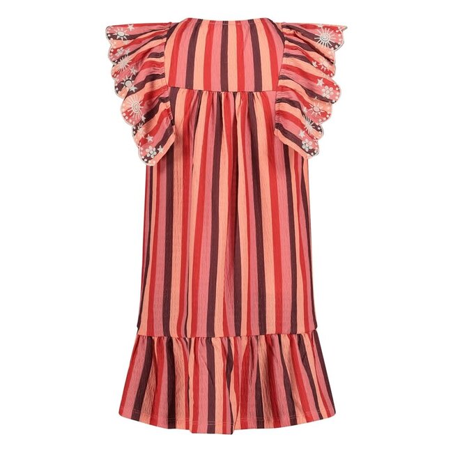 Jubel jurk streep seersucker - Salsa Sunset zalm