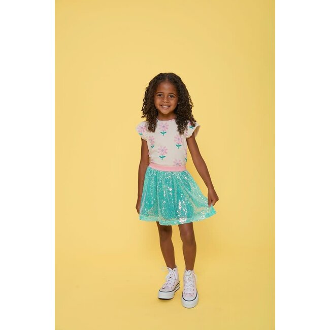 Jubel pailetten rok - Rolling into Spring groen