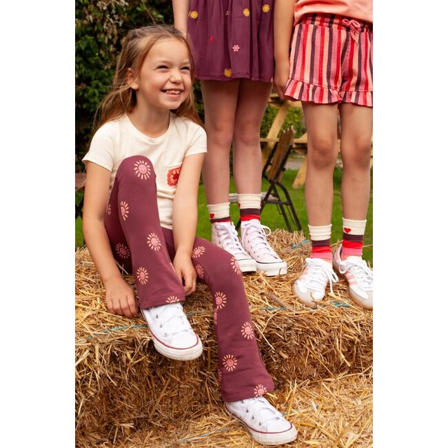 Jubel flaired broek aop - Salsa Sunset bordeaux