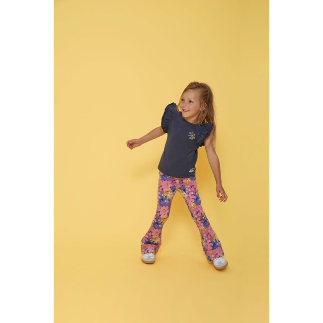 Jubel flaired broek aop - Rolling into Spring roze