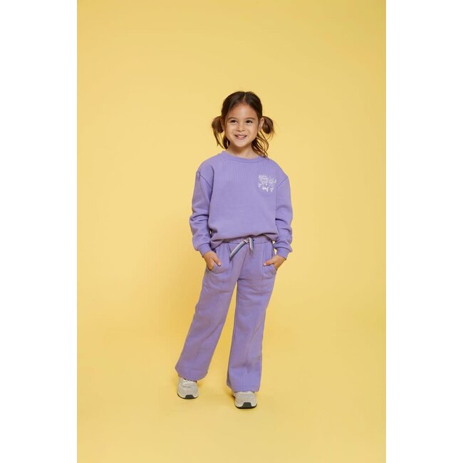 Jubel sweater met backprint - Rolling into Spring paars