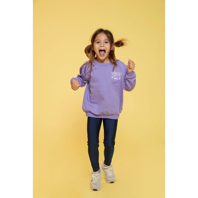 Jubel sweater met backprint - Rolling into Spring paars