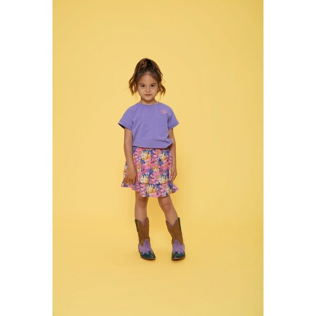 Jubel t-shirt met backprint - Rolling in to Spring paars