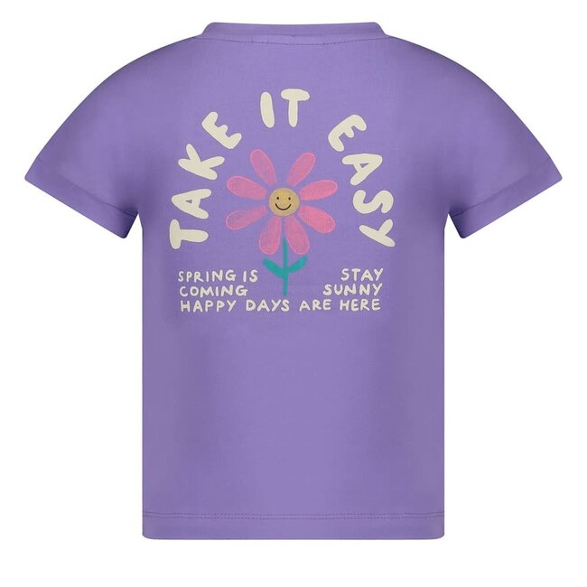 Jubel t-shirt met backprint - Rolling in to Spring paars