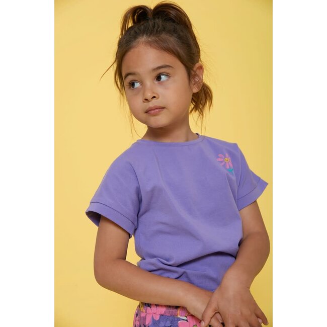 Jubel t-shirt met backprint - Rolling in to Spring paars