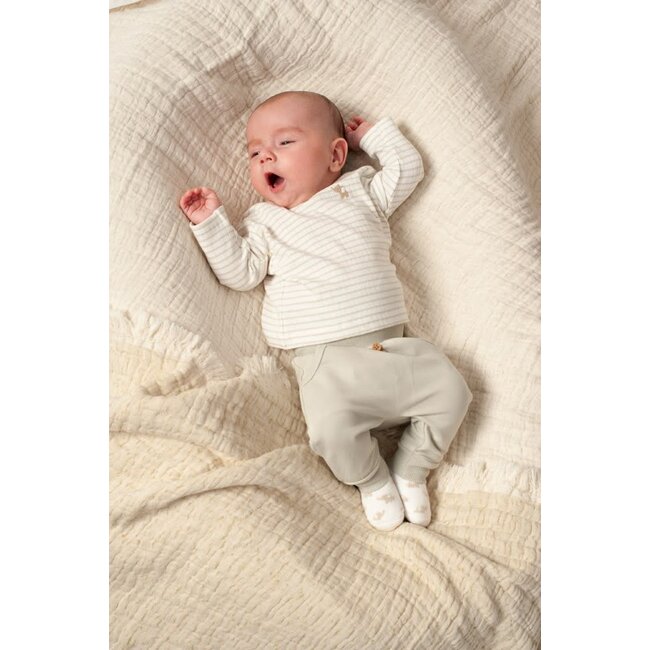 Feetje longsleeve rib met streep - Elephant mint