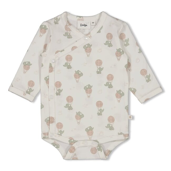 Feetje wikkelromper aop - Elephant offwhite