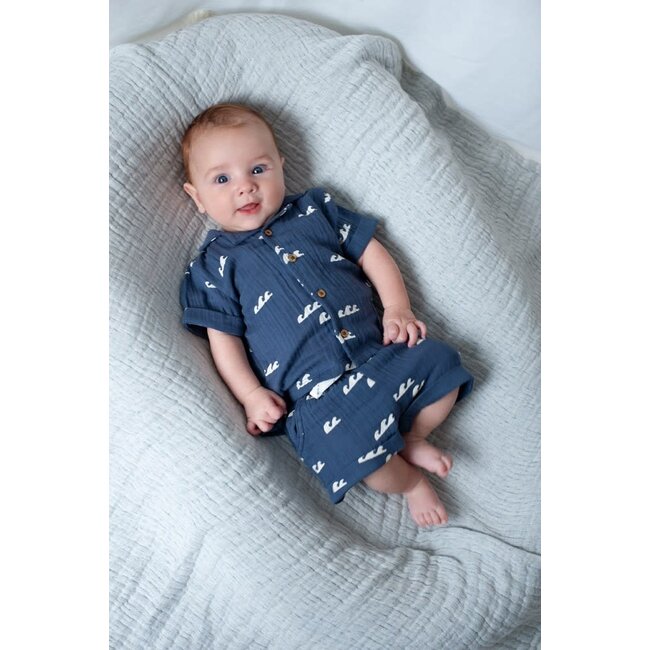 Feetje blouse mousseline aop - Summer Woven indigo