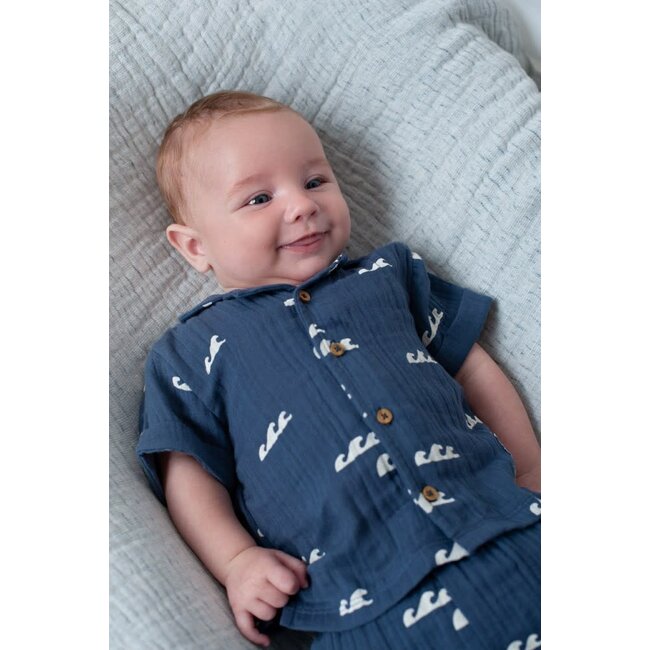 Feetje blouse mousseline aop - Summer Woven indigo