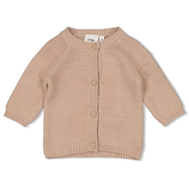Feetje vestje gebreid - Honey Bear zand melange