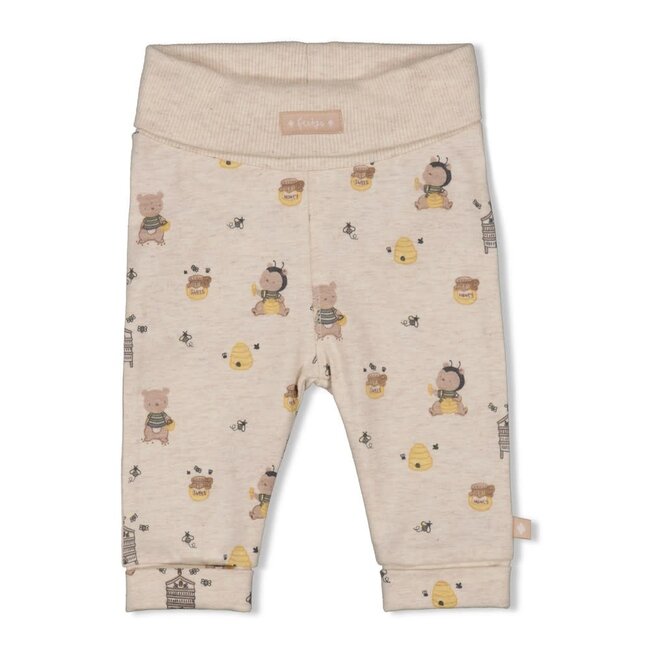 Feetje broek aop - Honey Bear offwhite melange
