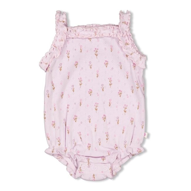 Feetje romper pointelle rib aop - Flower Ranch lila