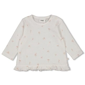 Feetje Feetje longsleeve ruches crinkle aop - Delicate Flower offwhite
