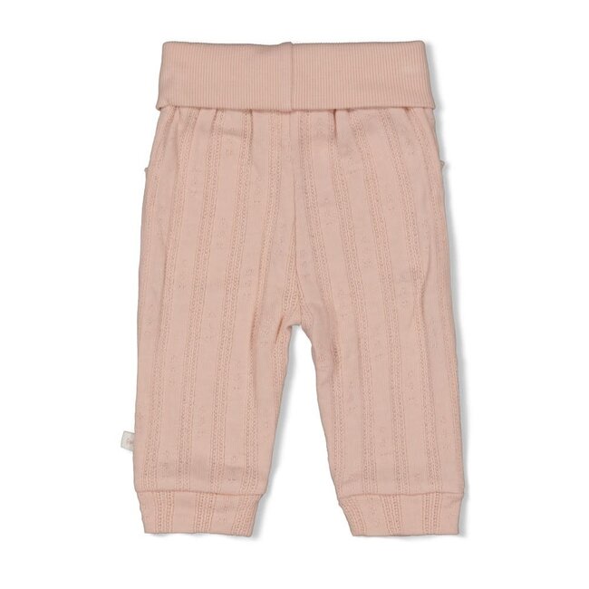 Feetje broek pointelle rib - Delicate Flower l.roze