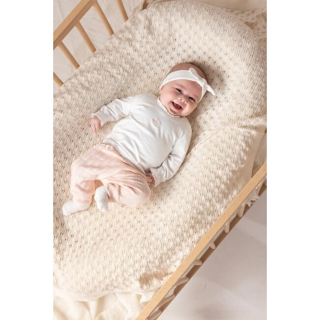 Feetje broek pointelle rib - Delicate Flower l.roze