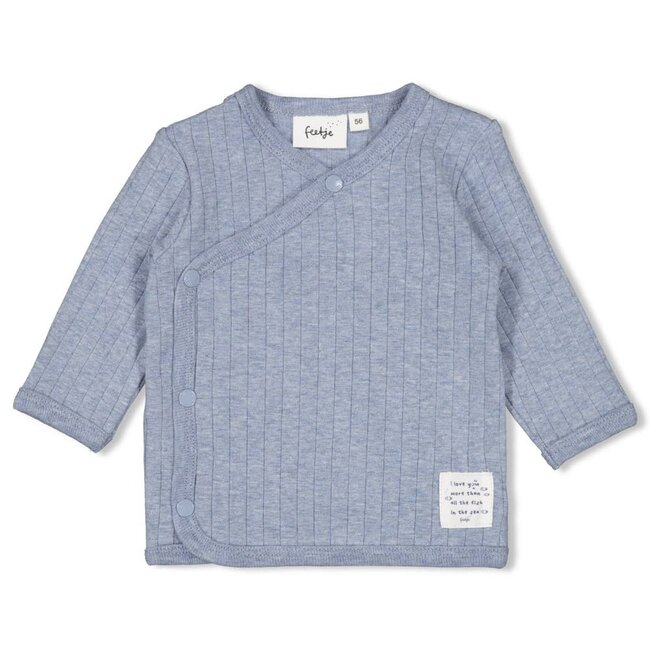 Feetje overslagshirt rib - Blue Ocean blauw melange