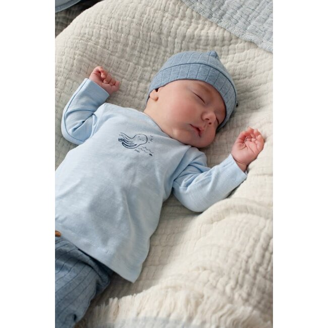 Feetje broek rib - Blue Ocean blauw melange