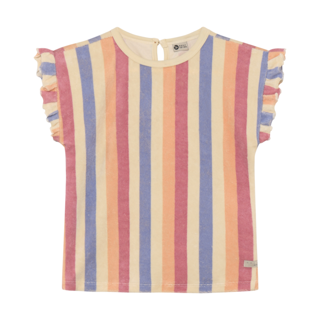 Daily7 t-shirt terry striped heather rose
