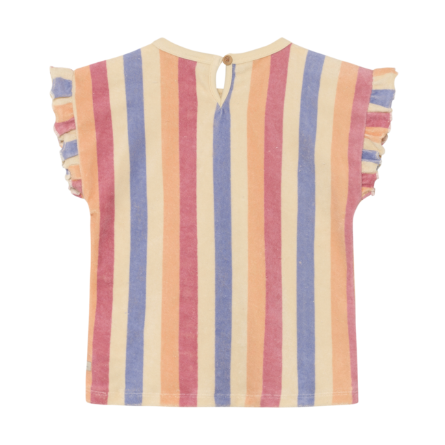 Daily7 t-shirt terry striped heather rose