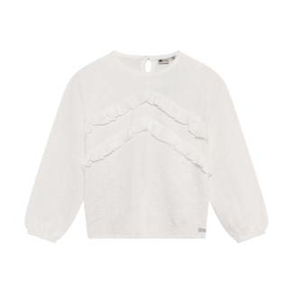 Daily7 Daily7 t-shirt longsleeve ruffle egret