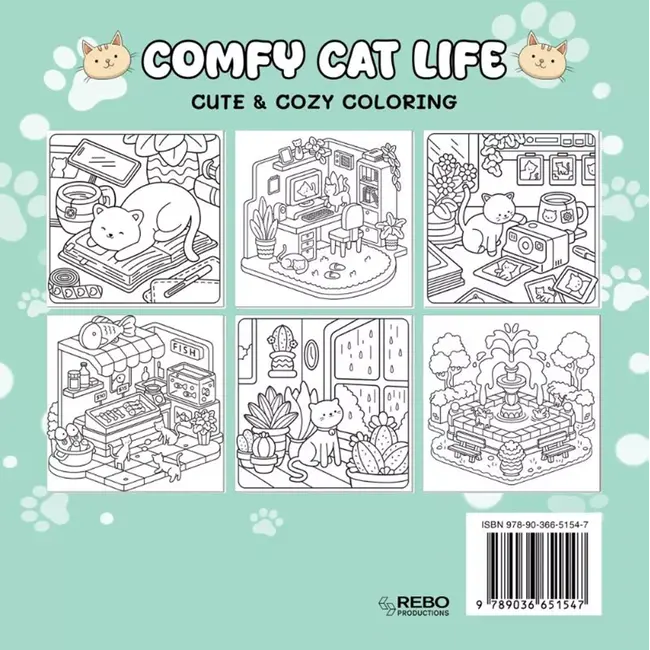 Cute & cozy kleurboek - Comfy cat life  72 pag