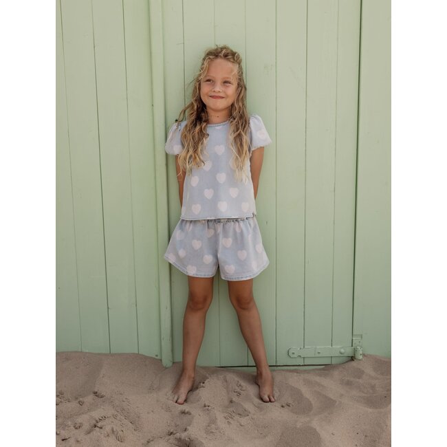 Looxs little heart denim top heart denim