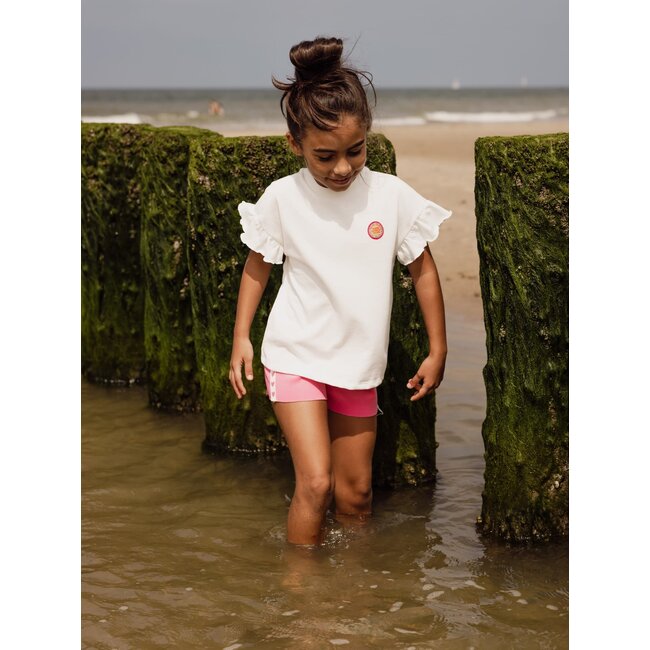 Looxs little sweater with ruffles ss soft white