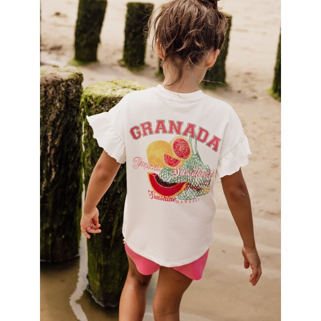 Looxs little sweater with ruffles ss soft white