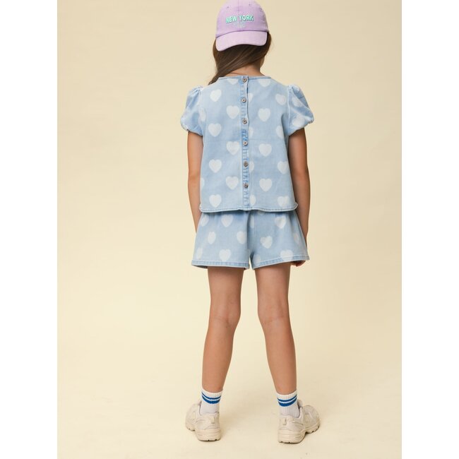 Looxs little heart denim top heart denim