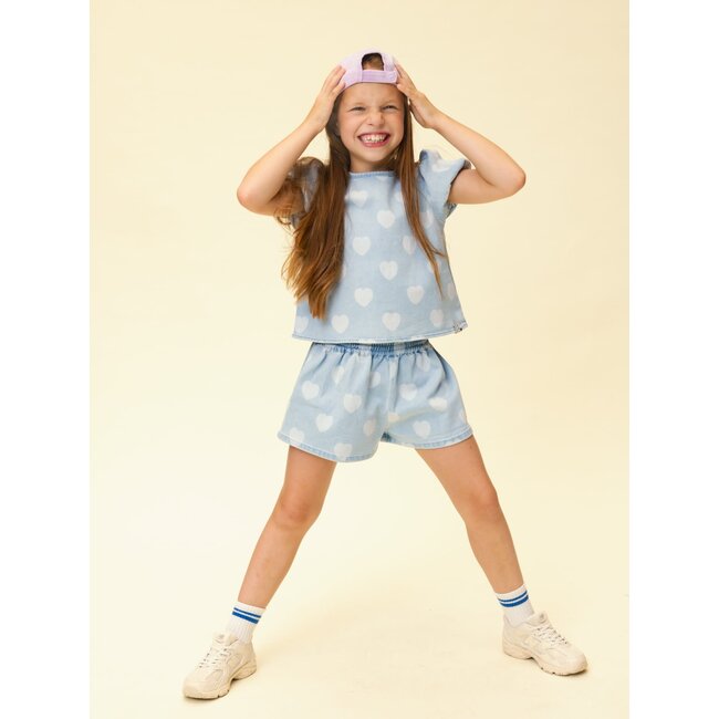 Looxs little heart denim shorts heart denim
