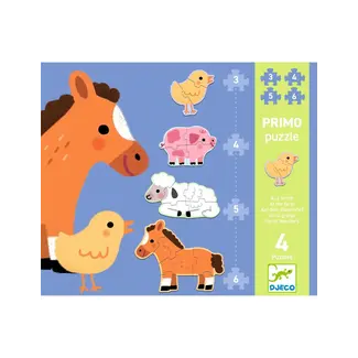 Djeco dj07153 puzzel 4 boerderijdieren - 3,4,5,6 st