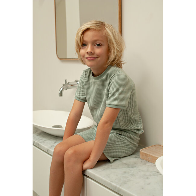 Feetje shortama wafel - Summer Special Zeegroen