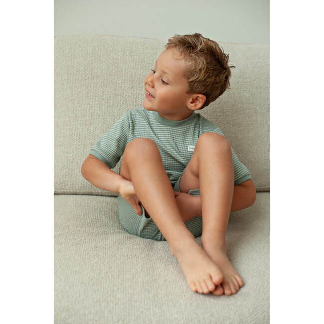 Feetje shortama wafel - Summer Special Zeegroen