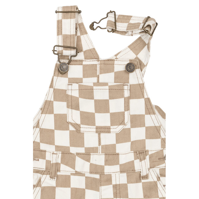 The New Siblings short dungarees humus check