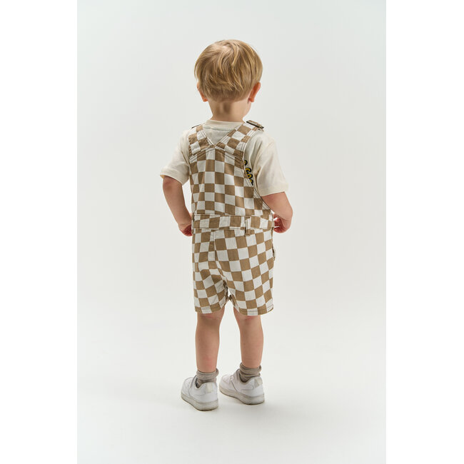 The New Siblings short dungarees humus check