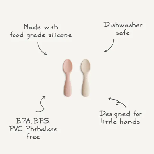 Mushie Silicone Toddler Starter Spoons Natural-Sand